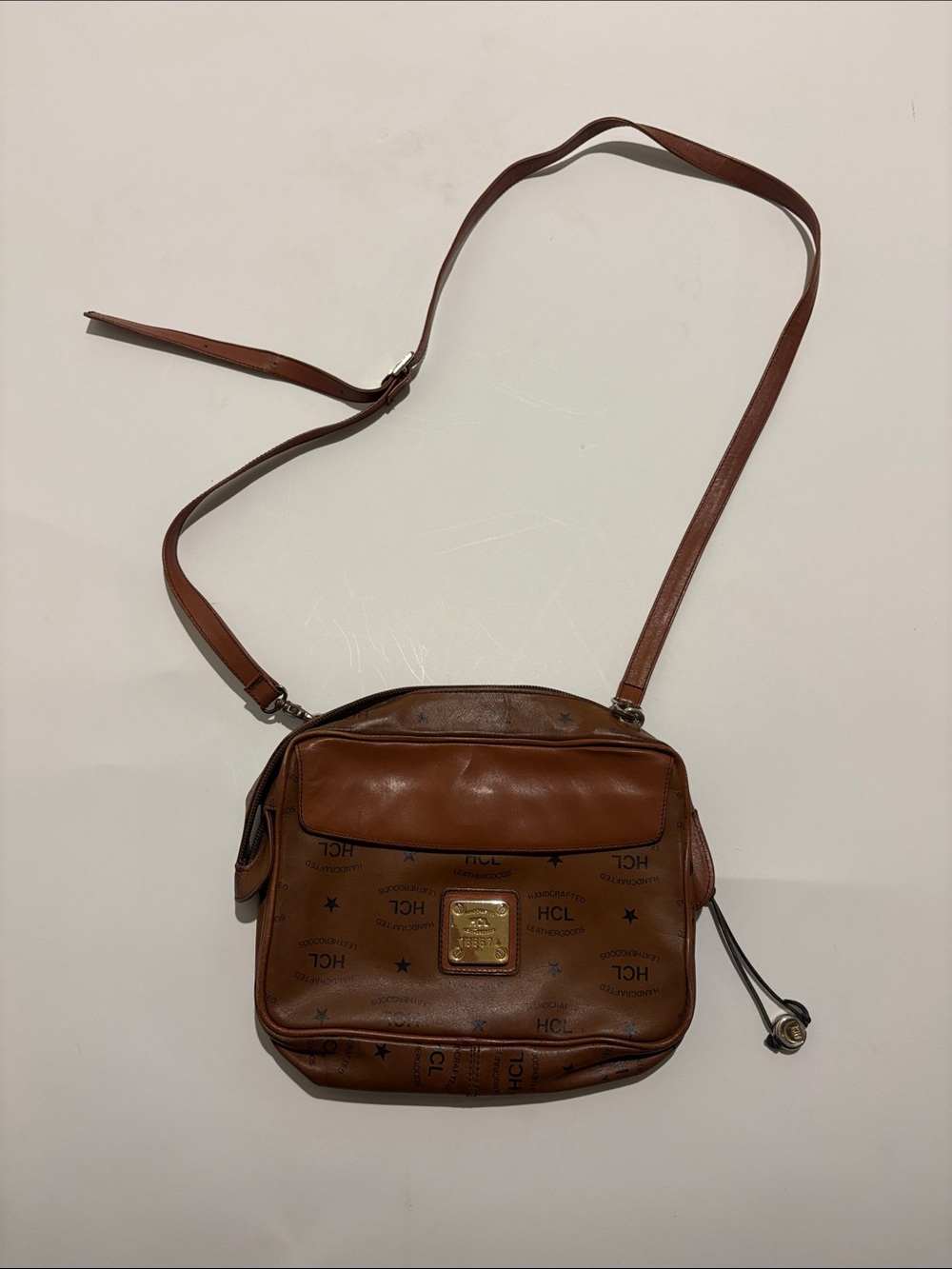 HCL Germany Vintage Brown Leather Crossbody Shoulder Bag